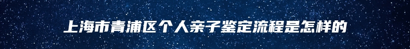 上海市青浦区个人亲子鉴定流程是怎样的