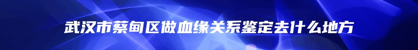 武汉市蔡甸区做血缘关系鉴定去什么地方