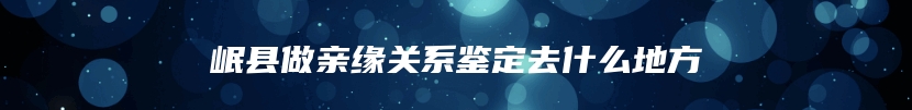 岷县做亲缘关系鉴定去什么地方