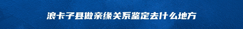 浪卡子县做亲缘关系鉴定去什么地方