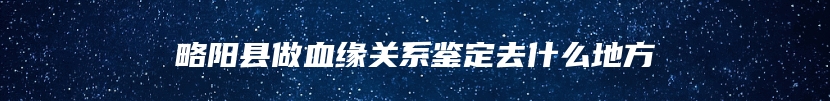 略阳县做血缘关系鉴定去什么地方