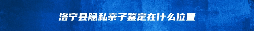 洛宁县隐私亲子鉴定在什么位置