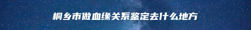 桐乡市做血缘关系鉴定去什么地方
