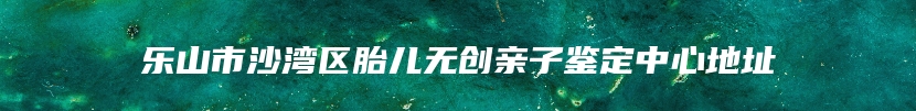 乐山市沙湾区胎儿无创亲子鉴定中心地址