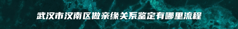 武汉市汉南区做亲缘关系鉴定有哪里流程