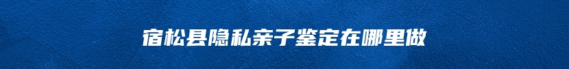 宿松县隐私亲子鉴定在哪里做