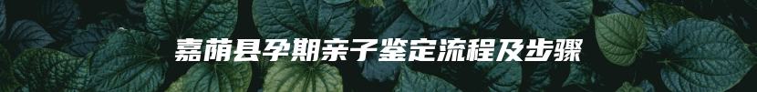 嘉荫县孕期亲子鉴定流程及步骤