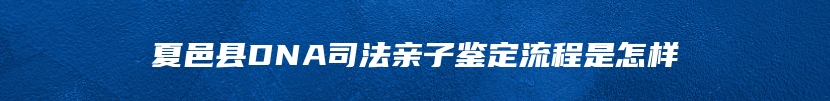 夏邑县DNA司法亲子鉴定流程是怎样