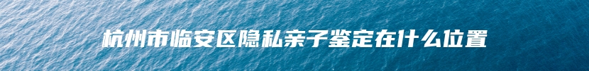 杭州市临安区隐私亲子鉴定在什么位置