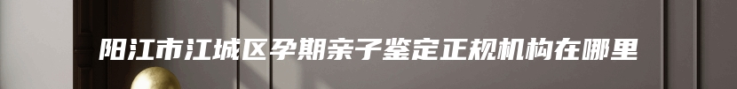 阳江市江城区孕期亲子鉴定正规机构在哪里