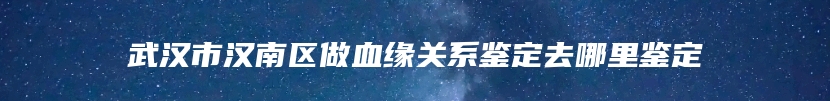 武汉市汉南区做血缘关系鉴定去哪里鉴定