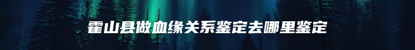 霍山县做血缘关系鉴定去哪里鉴定
