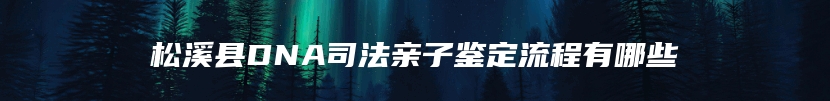 松溪县DNA司法亲子鉴定流程有哪些