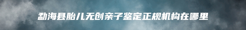勐海县胎儿无创亲子鉴定正规机构在哪里