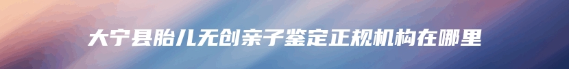 大宁县胎儿无创亲子鉴定正规机构在哪里