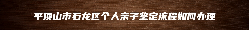 平顶山市石龙区个人亲子鉴定流程如何办理