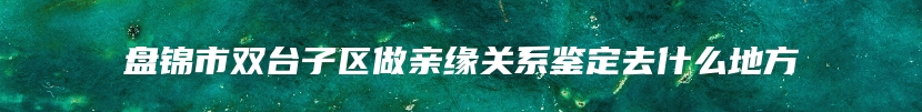 盘锦市双台子区做亲缘关系鉴定去什么地方