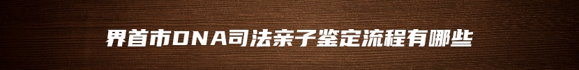 界首市DNA司法亲子鉴定流程有哪些