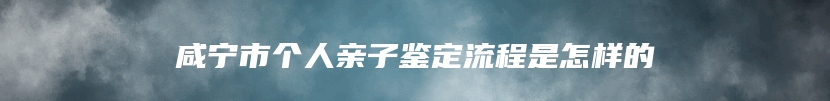 咸宁市个人亲子鉴定流程是怎样的