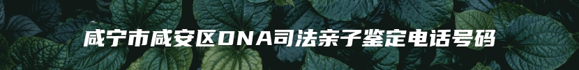 咸宁市咸安区DNA司法亲子鉴定电话号码