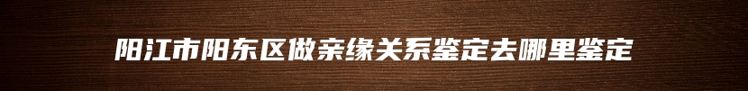 阳江市阳东区做亲缘关系鉴定去哪里鉴定