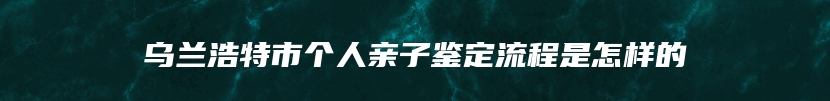 乌兰浩特市个人亲子鉴定流程是怎样的