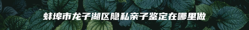 蚌埠市龙子湖区隐私亲子鉴定在哪里做
