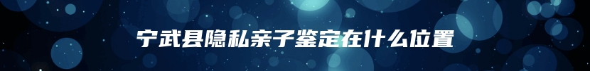 宁武县隐私亲子鉴定在什么位置