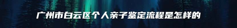 广州市白云区个人亲子鉴定流程是怎样的