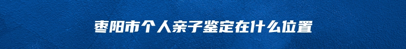 枣阳市个人亲子鉴定在什么位置