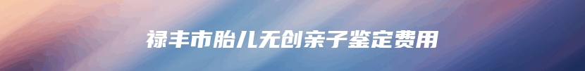 禄丰市胎儿无创亲子鉴定费用