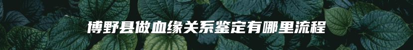 博野县做血缘关系鉴定有哪里流程