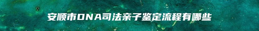 安顺市DNA司法亲子鉴定流程有哪些