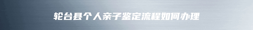 轮台县个人亲子鉴定流程如何办理