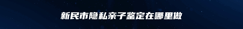 新民市隐私亲子鉴定在哪里做