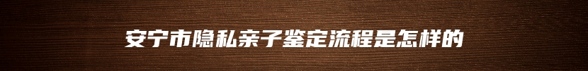 安宁市隐私亲子鉴定流程是怎样的