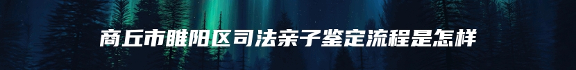 商丘市睢阳区司法亲子鉴定流程是怎样