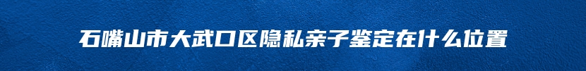 石嘴山市大武口区隐私亲子鉴定在什么位置