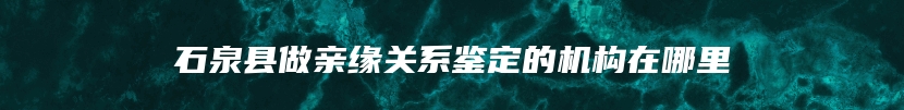 石泉县做亲缘关系鉴定的机构在哪里