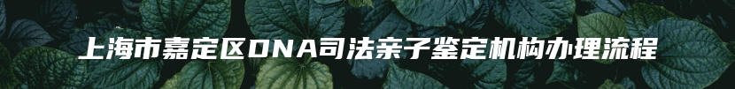 上海市嘉定区DNA司法亲子鉴定机构办理流程