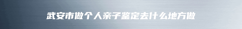 武安市做个人亲子鉴定去什么地方做