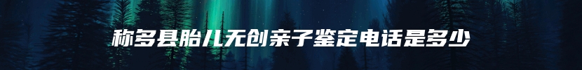 称多县胎儿无创亲子鉴定电话是多少