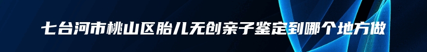 七台河市桃山区胎儿无创亲子鉴定到哪个地方做