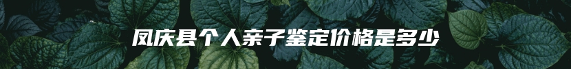 凤庆县个人亲子鉴定价格是多少