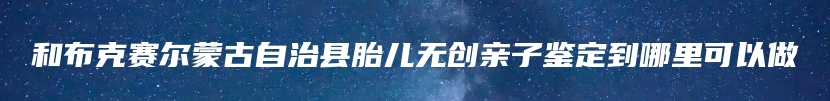 和布克赛尔蒙古自治县胎儿无创亲子鉴定到哪里可以做
