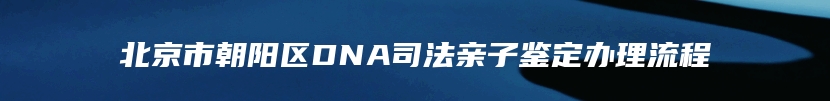 北京市朝阳区DNA司法亲子鉴定办理流程