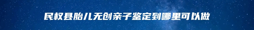 民权县胎儿无创亲子鉴定到哪里可以做