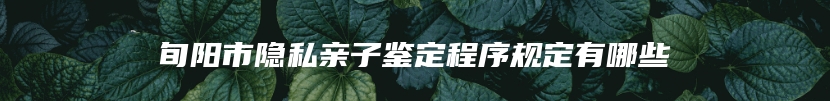 旬阳市隐私亲子鉴定程序规定有哪些