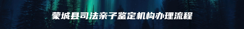 蒙城县司法亲子鉴定机构办理流程