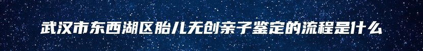 武汉市东西湖区胎儿无创亲子鉴定的流程是什么